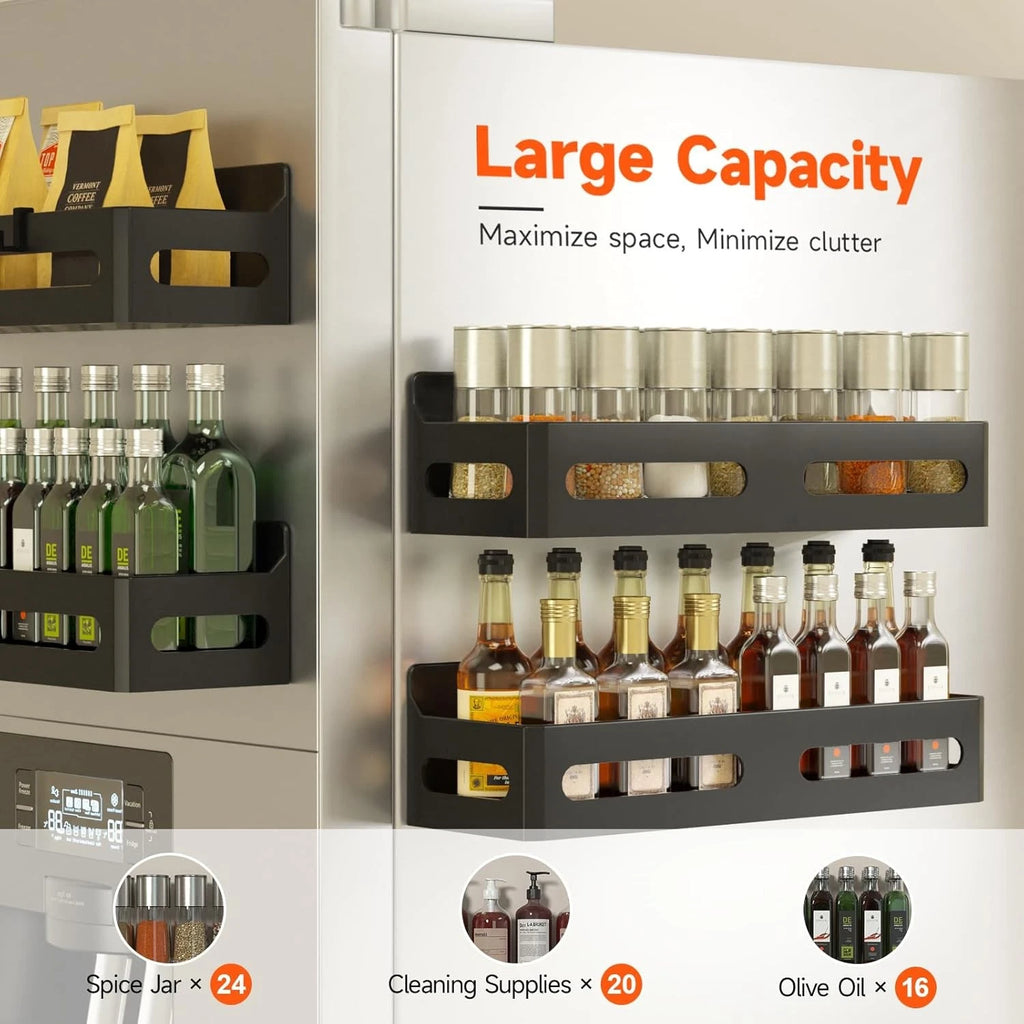 4 Pack Strong Magnetic Spice Rack for Refrigerator, Multipurpose Magnetic