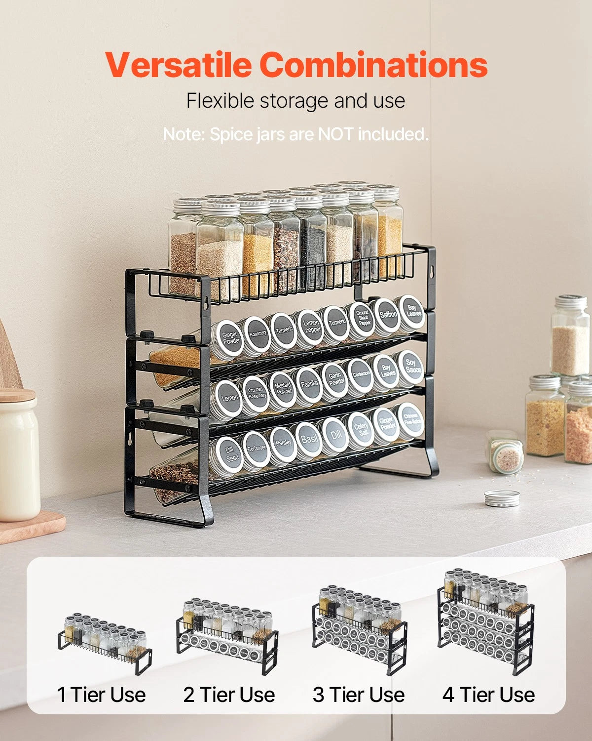 Spice Rack Organizer for Cabinet Kitchen Countertop Seasoning 18x11 in