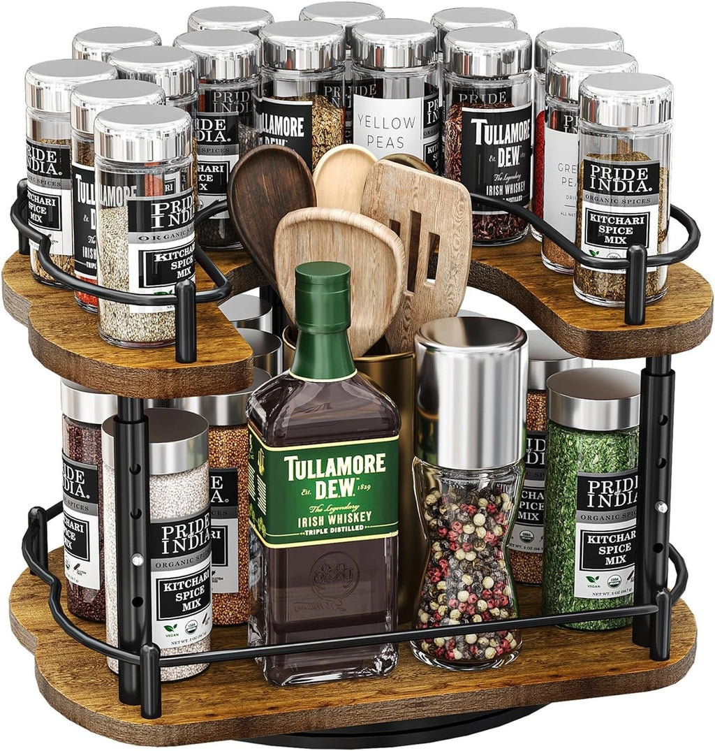 Lazy Susan Organizer Spice Rack - Spice Organization for Cabinet Height Adjus...